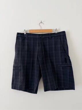 Greg Norman Collection Black Plaid Golf Shorts